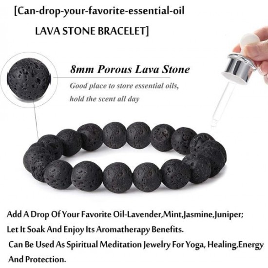 10Pcs Lava Bead Bracelets For Men Women Natural Stone Essential Oil Diffuser Yoga Bracelet Elastic Adjustable Braided Rope 10Pcs Lava Bead Bracelets For Men Women Natural Stone Essential Oil Diffuser Yoga Bracelet Elastic Adjustable Braided Rope